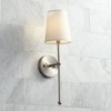 Possini Euro Design Elena Modern Wall Light Sconce Brushed Nickel Hardwire 6" High Fixture Cream Linen Shade for Bedroom Reading Living Room Hallway - 2 of 4