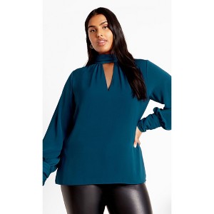 Women's Plus Size Miranda Cowl Top - poseidon | CITY CHIC - 1 of 4