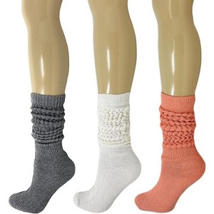 Women's Extra Heavy Cotton Slouch Socks – 3 Pairs, Size 5-10 | Thick, Cushioned & Colorful - 1 of 1