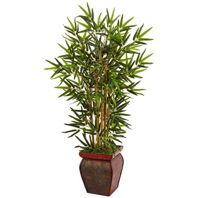 Nearly Natural 3.5’ Bamboo Tree in Wooden Decorative Planter