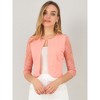 INSPIRE CHIC Women's Work Floral 3/4 Lace Trim Sleeves Open Front Bolero Shrug - 2 of 4