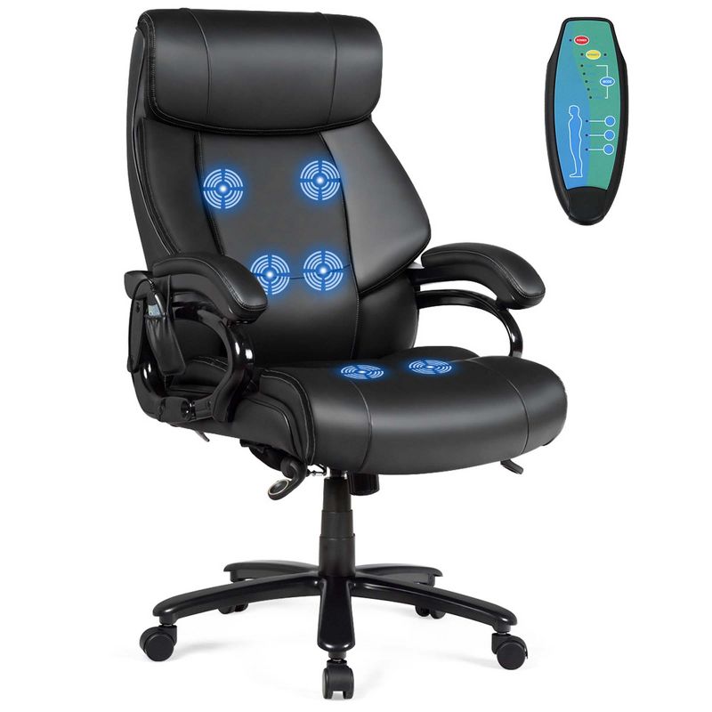 Costway Big and Tall Office Chair 500lbs with 6-Point Massage Wide Seat & Padded Armrests, 1 of 11
