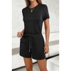 I AM A FASHION JUNKY Round Neck Solid Drawstring Pockets Romper - 2 of 3