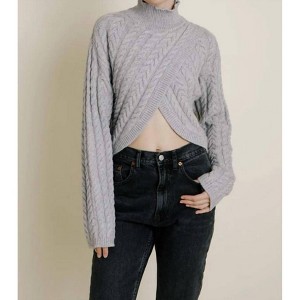 Women's Cross Over Turtleneck Sweater - Aureum - 1 of 4