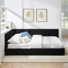 Full Size Upholstered Tufted Bed Frame with Backrest & Armrests, Velvet Sofa Bed for Bedroom or Living Room, Gray/Beige/Black - ModernLuxe - 2 of 4