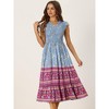 Allegra K Women's Midi Ruffled Flutter Sleeve Smocked Boho Floral Dresses - 3 of 4