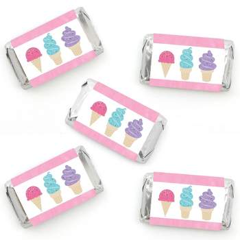 Big Dot of Happiness Scoop Up the Fun - Ice Cream - Mini Candy Bar Wrapper Stickers - Sprinkles Party Small Favors - 40 Count