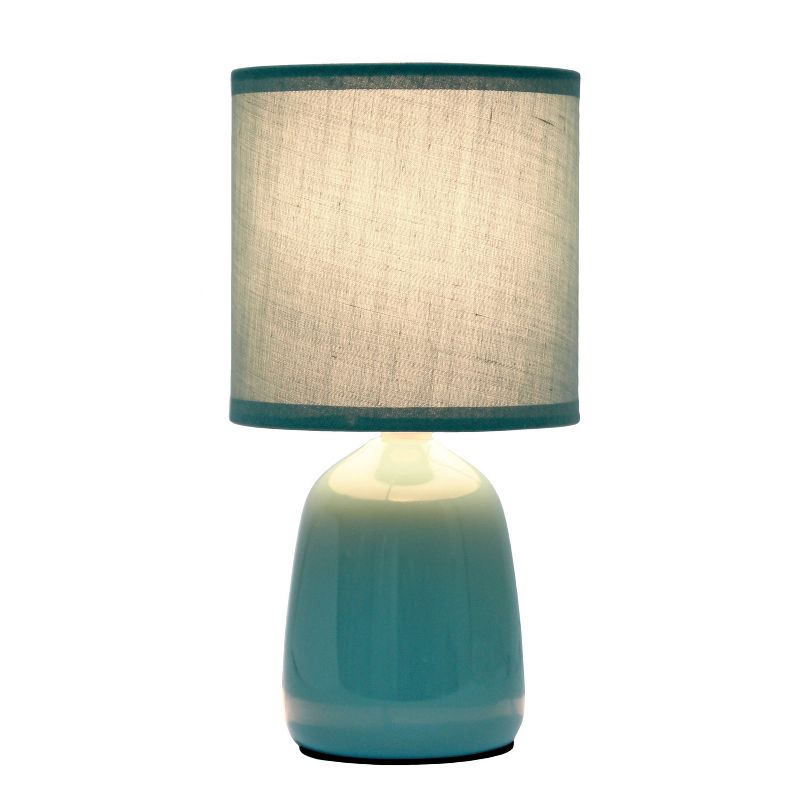 10.04" Traditional Ceramic Thimble Base Bedside Table Desk Lamp with Matching Fabric Shade - Simple Designs, 2 of 10