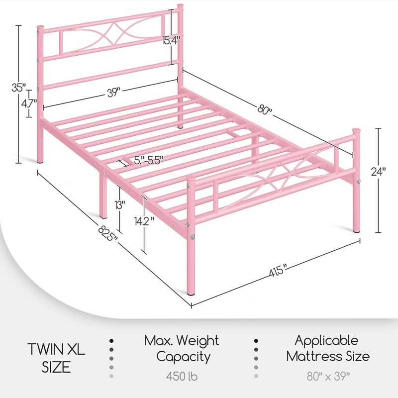Yaheetech Simple Metal Bed Frame with Curved Design Headboard and Footboard, 3 of 7