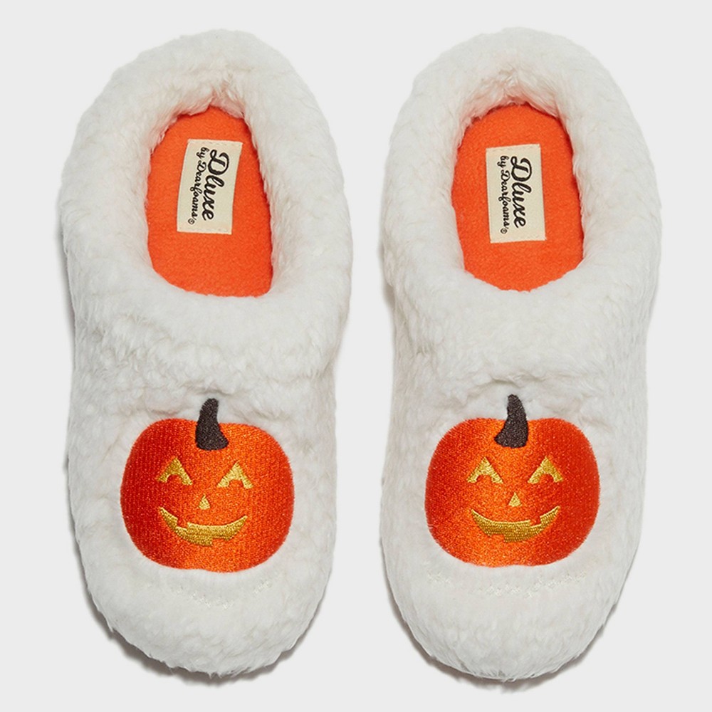 dluxe by dearfoams Women's Pumpkin Slide Slippers - Cream M