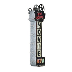 American Art Decor Metal LED Movie Marquee Sign: Vintage Style Lighted Wall Decor, Double-Sided, Battery Operated - 1 of 4