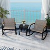 Costway 3 PCS Rocking Bistro Set Outdoor Conversation Set with Porch Rocking Chairs - 4 of 4