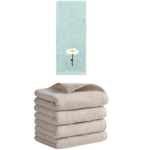 REGALWOVEN 5 Pack Floral Embroidered Cotton Soft Absorbent Bathroom Hand Towels 13" x 30" - 1 of 4