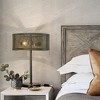 ALOADECOR 2-Light 14 inch Rustic Industrial Matte Black Table Lamp With Metal Mesh Open Cage Lampshade And Marble Base - 3 of 4