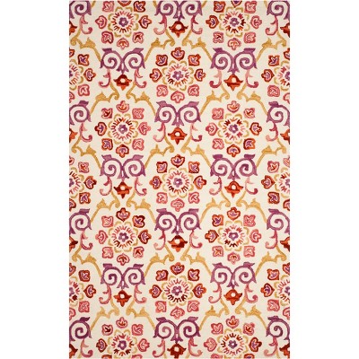 5'x8' Jacquard Hooked Area Rug Ivory/Rust - Safavieh