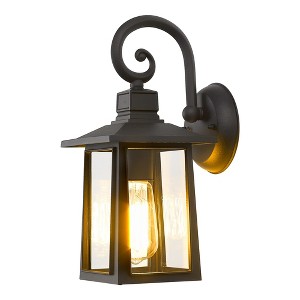 1-Light Black Outdoor Wall Light, Exterior Wall Lantern - 1 of 4