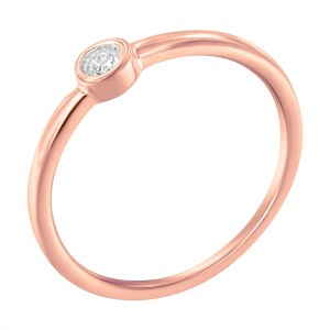 14K Rose Gold Plated Silver Miracle Set Diamond Ring - 1 of 4