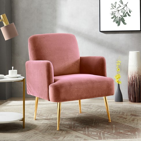 Rosa Transitional Comfy Living Room Armchair With Metal Legs