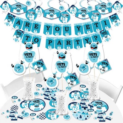 Big Dot of Happiness Yeti to Party - Abominable Snowman Party or Birthday Party Supplies - Banner Decoration Kit - Fundle Bundle