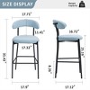 OUTSUPPLY Set of 2 Plush Teddy Fabric Bar Stools, Cloud-Like Comfort with Black Metal Base - 2 of 4