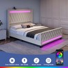 Greenstell  Bed Frame with HIgh Upholstered  Headboard & Charging Station and  LED Light - 2 of 4