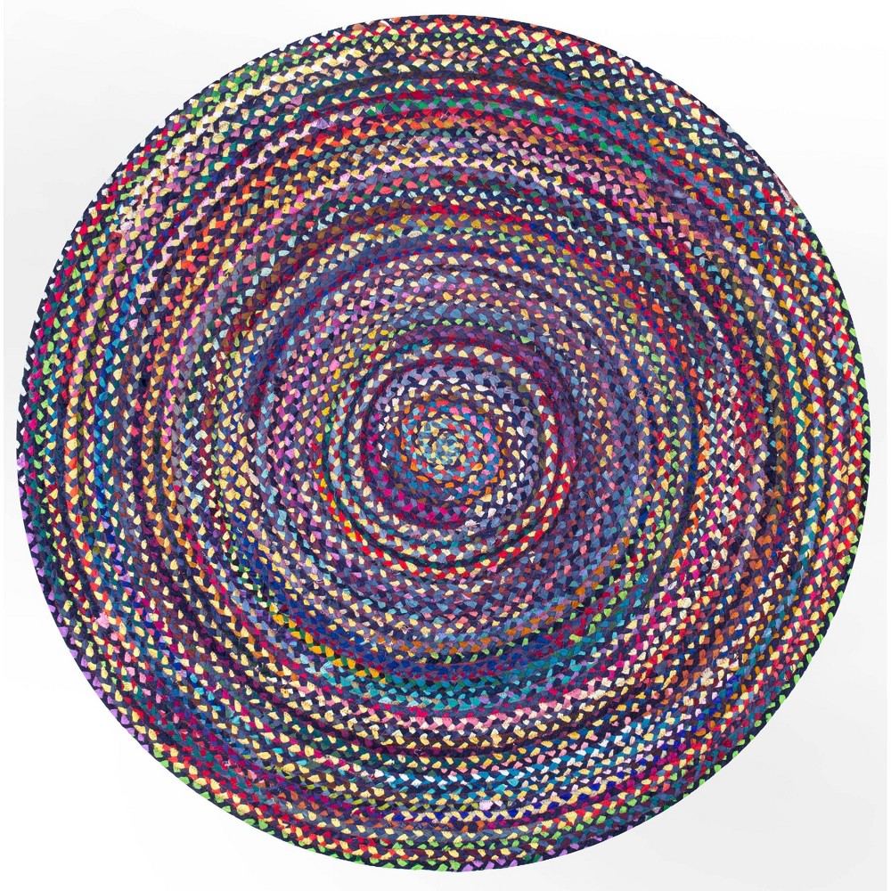 6' Round Hand Braided Tammara Area Rug Blue - nuLOOM