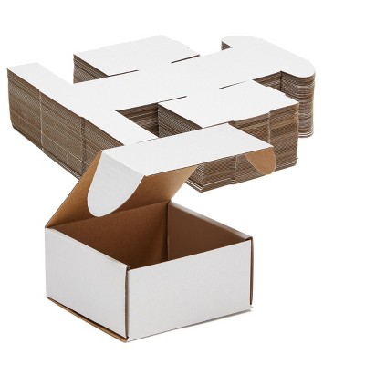 Stockroom Plus 50 Pack White Corrugated Boxes for Shipping and Packaging (4 x 4 x 2 In)