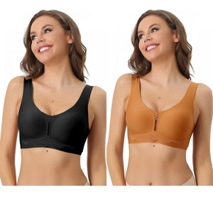 Allegra K Women's Wirefree Lightly Breathable Workout Comfort Sports Bras 2 Packs - 1 of 4