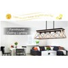 32" Oak Industrial 5-Light Pendant Chandelier, Modern Metal Cage Design, Adjustable Hanging Light for Dining Room, Kitchen, Living Room (No Bulbs) - 3 of 4