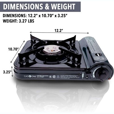 GasOne 10,000 BTU Portable Butane Gas Stove with Carrying Case CSA Listed, Midnight