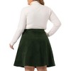 Agnes Orinda Women's Plus Size Corduroy Button Decor Elastic Waist A-Line Skirts - 4 of 4