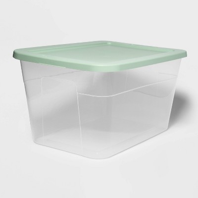 56qt Clear Storage Box Assorted Gray and Green Lids - Room Essentials™
