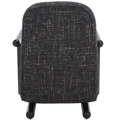 Sein Black and White Linen Barrel Accent Chair with Wooden Frame