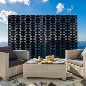 CAVINAS Patio Decorative Screen Metal Fence Privacy Screen with Rectangular Pattern for Outside and Garden, 76" H×48" W - 1 of 4