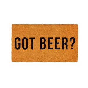 Evergreen Flag Funny Welcome Mat Coir Doormat | 28" x 16" Front Door Mat Outdoor Entrance | No Slip Door Rugs Entryway Indoor | Got Beer? - 1 of 1