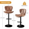 Bar Stools Set Adjustable Swivel Bar Chairs Leather Counter Height Bar Stools with Back Modern Kitchen Island Seating for Home Party Bar Dining Room - 3 of 4