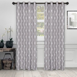 Vintage Venetian Damask Jacquard Embroidered Curtains, Set of 2 by Blue Nile Mills - 1 of 4