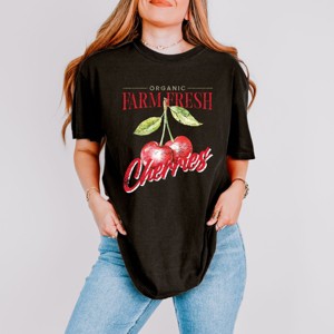 Simply Sage Market Farm Fresh Cherries Watercolor Garment Dyed Tee - 1 of 4