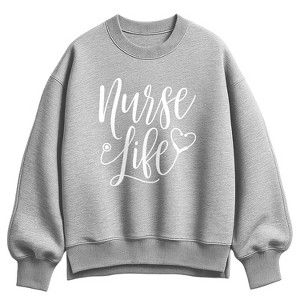 Women's Instant Message Nurse Life Oversized Fleece Crew