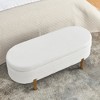 CAVINAS Oval Foam Storage Ottoman Bench with Rubberwood Legs,Upholstered Storage Ottoman,Storage Bench for Living Room,Bedroom - 4 of 4