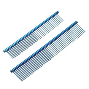 Unique Bargains Stainless Steel Rounded Teeth Grooming Tool Pet Combs 2 Pcs - 1 of 4