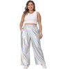 Agnes Orinda Women's Plus Size High Waist Stretchy Holographic Hip Hop Streetwear Metallic Shiny Jogger Pants - 3 of 4