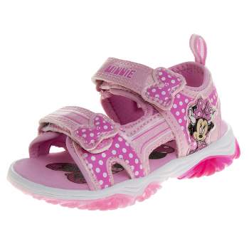 Disney Minnie Mouse pink Light up beach water summer shoes - Hook and Loop Closed Toe sandals and Open Toe Sandals (sizes 6-12 Toddler / Little Kid)