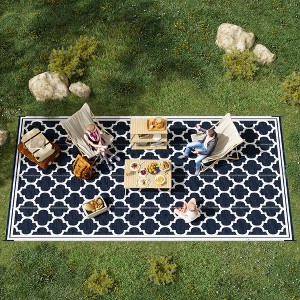 Gulches Outsunny Reversible Outdoor Rug Carpet, 9' x 18' Waterproof Plastic Straw Rug with Carry Bag - 1 of 4