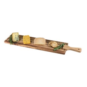 Twine Rustic Farmhouse Tapas Board Serveware, Acacia Wood Plank, Cheese Tray with Handle - 1 of 4