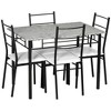 HOMCOM Kitchen Table and Chairs for 4, Modern Dining Table Set with Padded Sponge Cushion Chairs and Marble Textures Dining Table, Light gray, Black - 4 of 4