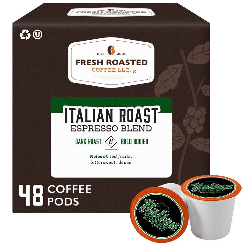 Fresh Roasted Coffee - Italian Roast Dark Roast Single Serve Pods - 48CT, 1 of 5