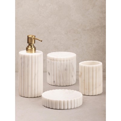 Roksana White Marble Bath Accessories, Set of 4