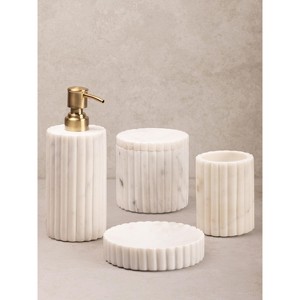 Roksana White Marble Bath Accessories, Set of 4 - 1 of 4