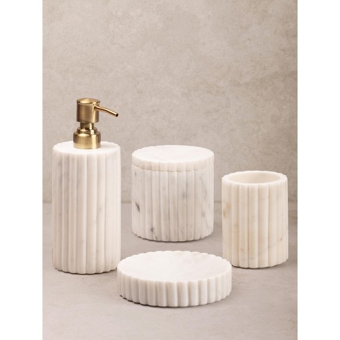 Roksana White Marble Bath Accessories, Set of 4 - image 1 of 4